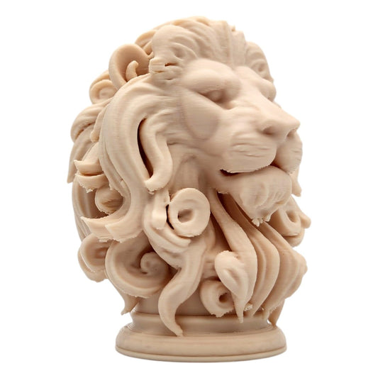 Marble Lion Bust Figurine – Elegant Baroque-Style Desktop Sculpture for Home or Office Décor – Symbol of Strength and Nobility – 3D Printed in Canada