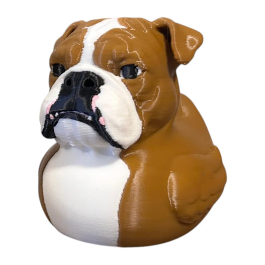 Bulldog Duck Figurine – Hilarious Rubber Duck Bulldog Hybrid for Dog Lovers, Unique Gift or Shelf Decor Accent – 3D Printed in Canada
