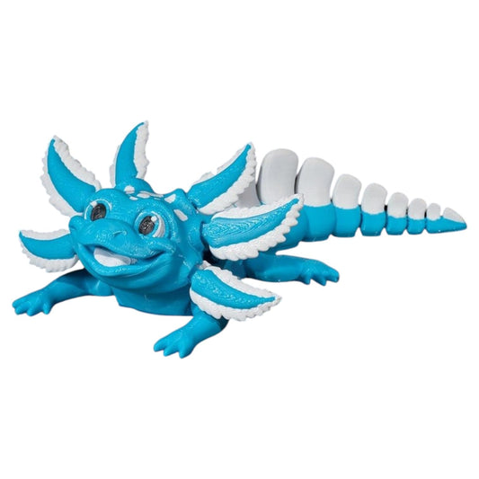 Articulated Blue Ice Pop Axolotl Figurine – Desk Fidget for Teens & Adults – Stress Relief & Collectible – 3D Printed in Canada