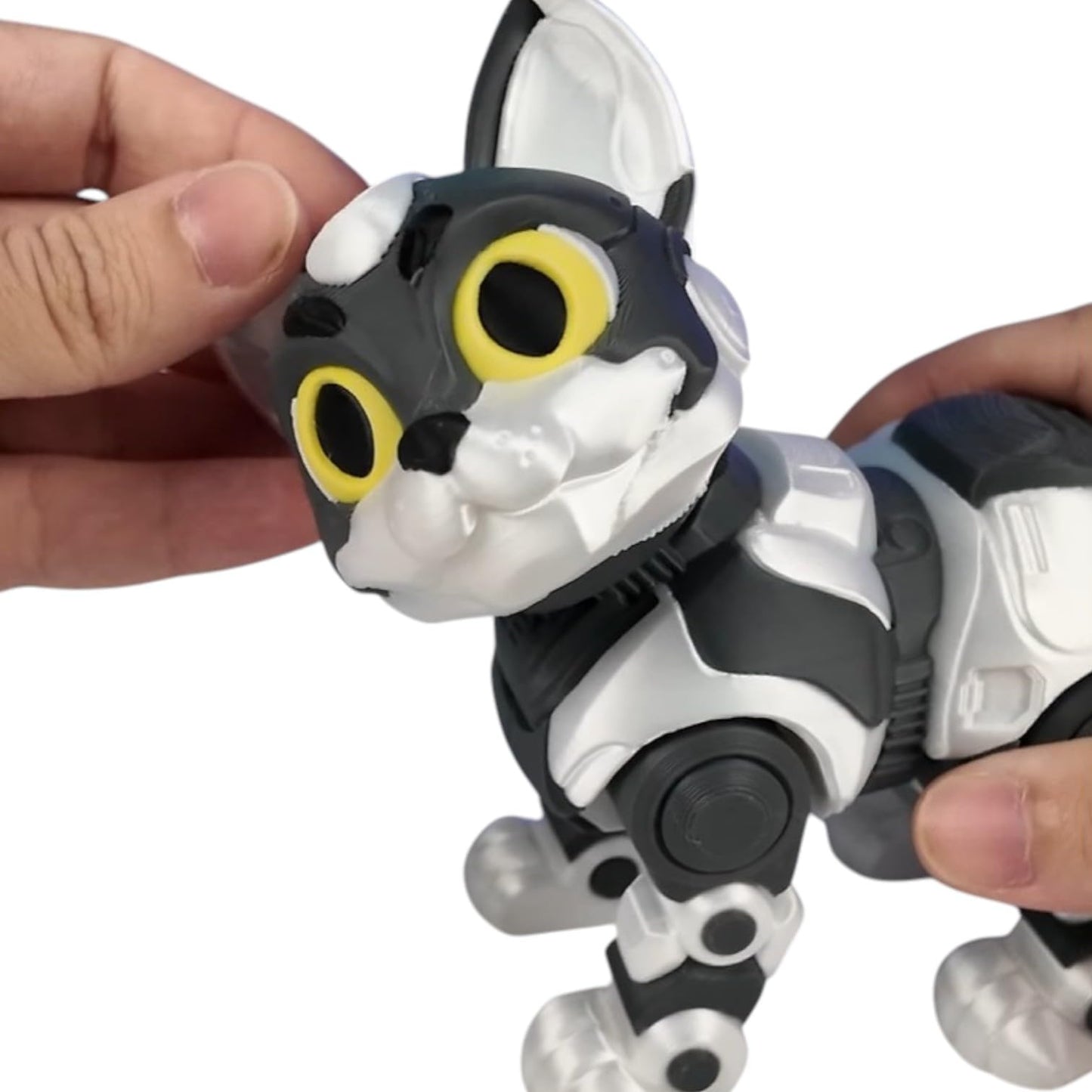 C-47 “ShadowProwler” Articulated Robot Cat Figurine – Posable Fidget Desk Pet for Teens & Adults – Cyberpunk Mech Aesthetic, 3D Printed Toy Display Model – 3D Printed in Canada