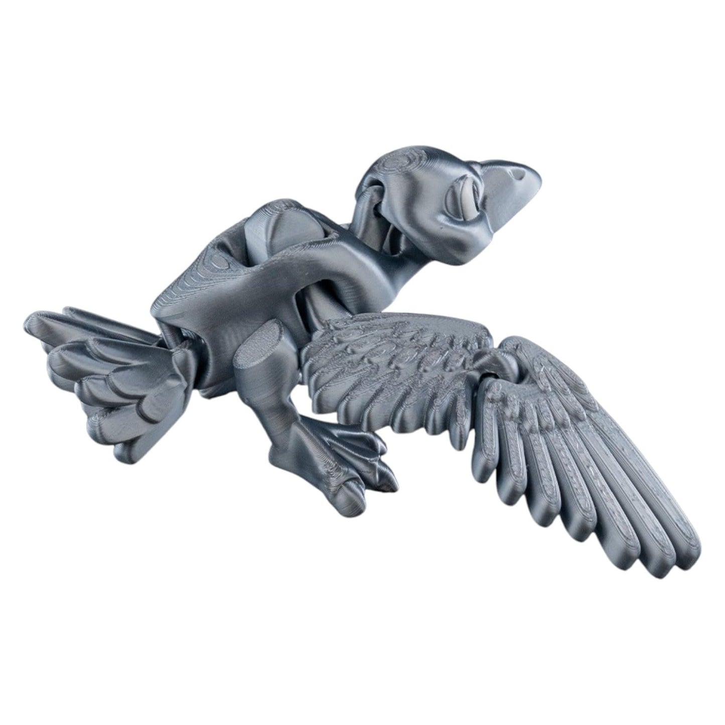 Articulated Flapper Crow Figurine – Poseable Fidget Raven Bird Sculpture for Desk, Shelf or Gift – 3D Printed in Canada