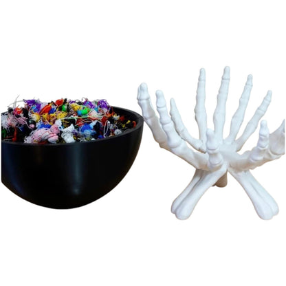 Skeleton Hands Bowl Stand – Gothic Halloween Display Holder for Candy, Decor, or Trinkets – Removable Bowl – 3D Printed in Canada