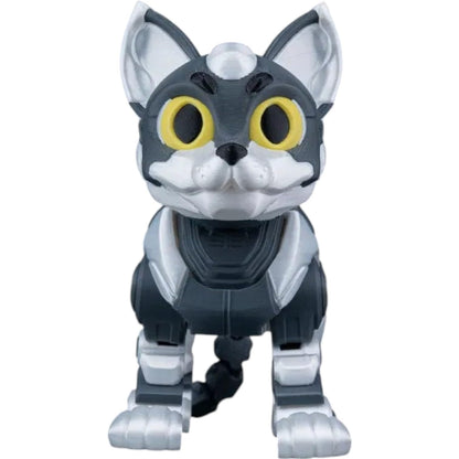 C-47 “ShadowProwler” Articulated Robot Cat Figurine – Posable Fidget Desk Pet for Teens & Adults – Cyberpunk Mech Aesthetic, 3D Printed Toy Display Model – 3D Printed in Canada