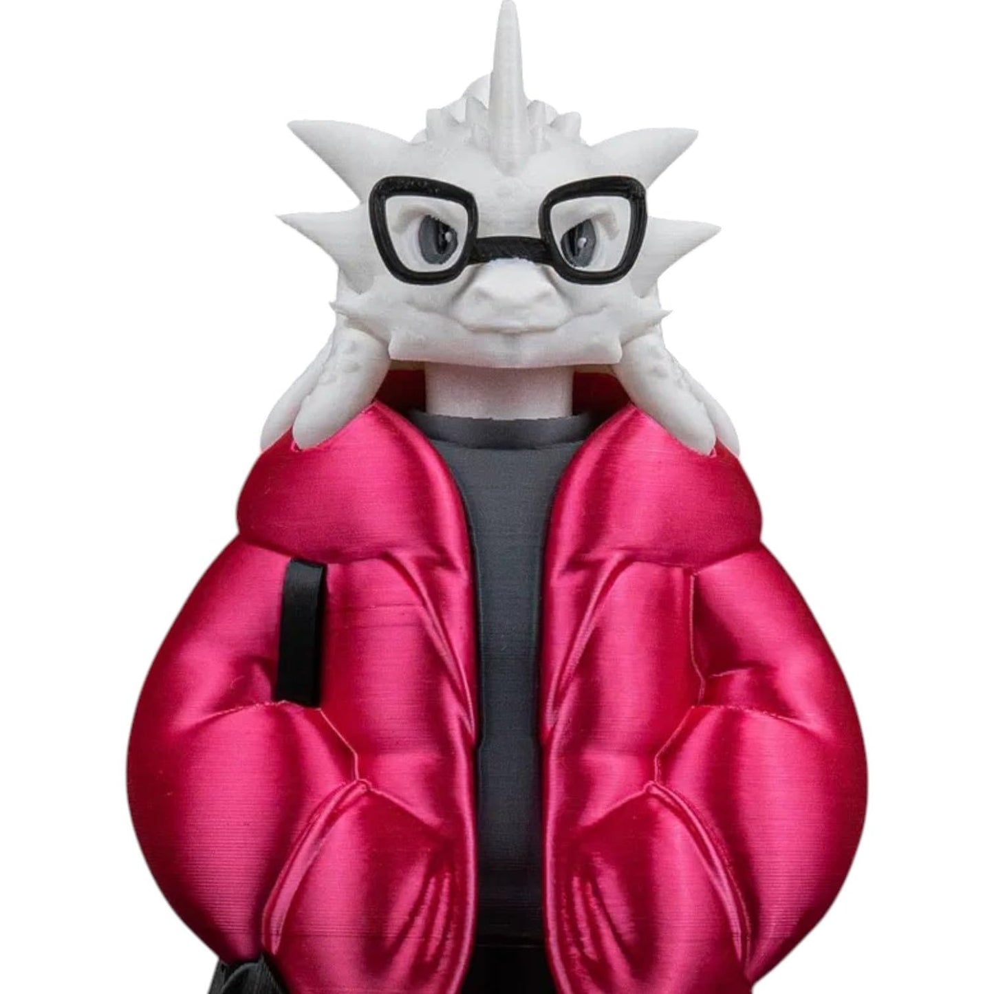 Lhukyveth “Lucy” Urban Creature Figurine – 3D Printed Designer Figure in Streetwear with Coffee Cup & Beanie – Art Toy for Teens & Adults – 3D Printed in Canada