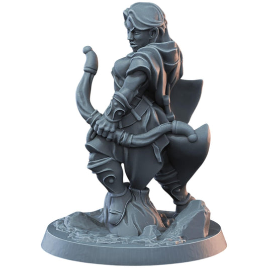 Ranger Female Miniature with Bow for Fantasy Tabletop RPGs – 32mm Scale Unpainted Resin Figure – 3D Printed in Canada