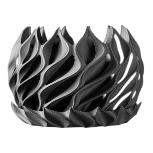 Small Black Planter Pot with Twisting Wave Texture – Sculptural Modern Container for Succulents & Desk Plants – 3D Printed in Canada