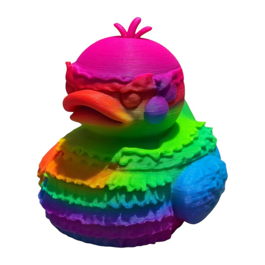 Rainbow Piñata Duck Figurine – Multicolor 3D Printed Collectible Decor for Desks, Shelves & Gifts – 3D Printed in Canada