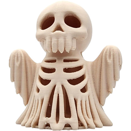 Skeleghost Figurine – Cute Skeleton Ghost Hybrid for Halloween Decor, Spooky Shelf Displays, or Gothic Mini Collections – 3D Printed in Canada