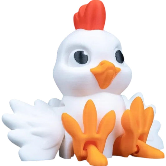Flapping Chicken Fidget Toy – Articulated Winged Chicken Figure with Moving Legs and Beak – Collectible Stress Relief Toy for Teens and Adults – 3D Printed in Canada