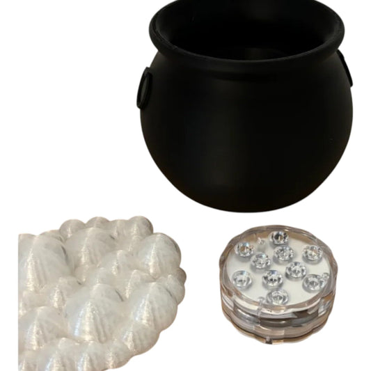 LED Cauldron Halloween Decoration – RGB Color-Changing Witch Cauldron Light Cover with Bubbling Top for Mood Lighting – Light Not Included – 3D Printed in Canada