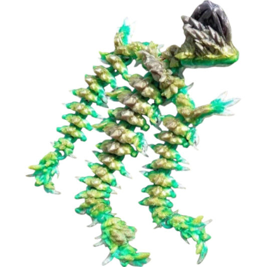 Jellyfish Dragon Figurine – Articulated Collectible Creature with Coral Reef Colors & Poseable Body – 3D Printed in Canada