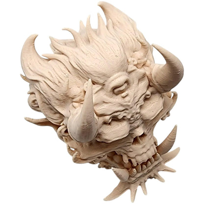 Fire Demon Skull – Fierce Horned Skull Sculpture with Fangs and Infernal Detail for Gothic Decor, Horror Displays, or Fantasy Collections – 3D Printed in Canada