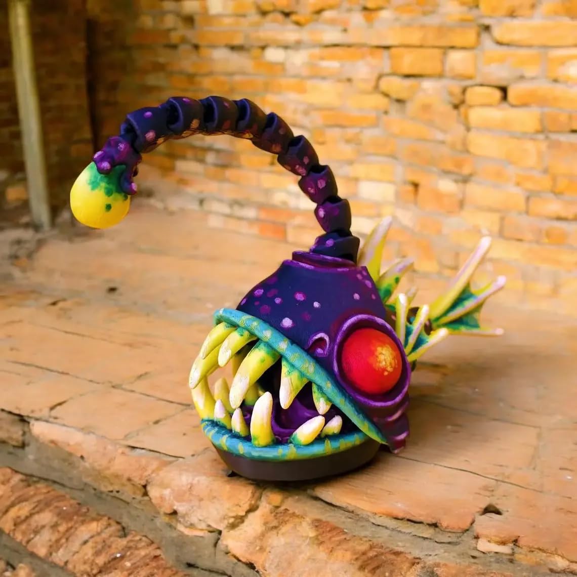 Articulated Twisty Angler Fish Figurine – Stress Relief Toy & Unique Deep Sea Collector's Item for Teens & Adults – 3D Printed in Canada
