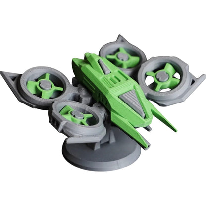 Flutter Drone - Futuristic Dual-Rotor Aerial Model Kit with 4 Prop Engines and Display Stand – 11 Parts – 3D Printed in Canada