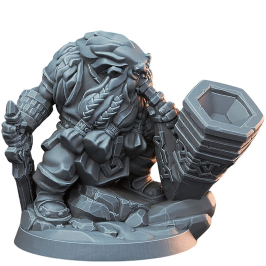 Mighty Dwarf War Horn Bearer Miniature for Fantasy RPG, Wargames & Display – 3D Printed in Canada