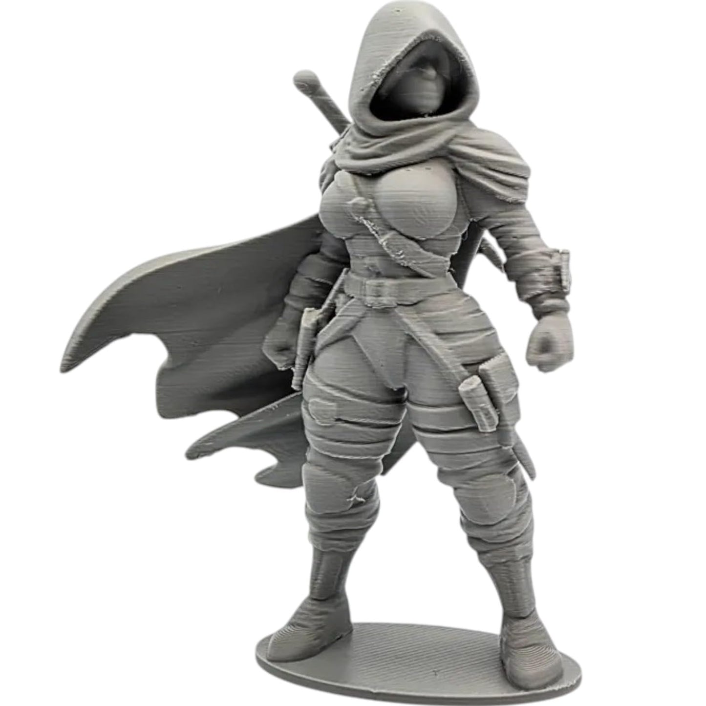 Female Hooded Rogue Figurine – Fantasy Stealth Character Model for RPG Displays & Collectors – 3D Printed in Canada