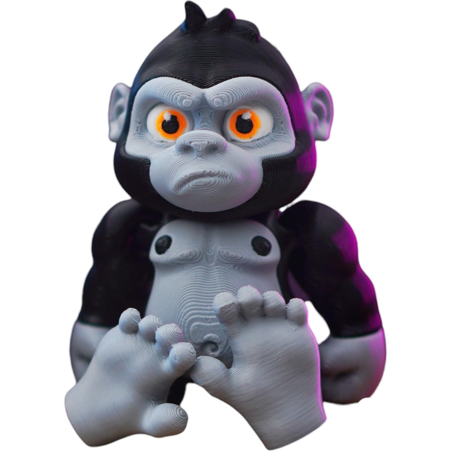 Flexy Gorilla Figurine with Expressive Face – Cute Collectible Ape Model for Desk or Shelf – 3D Printed in Canada