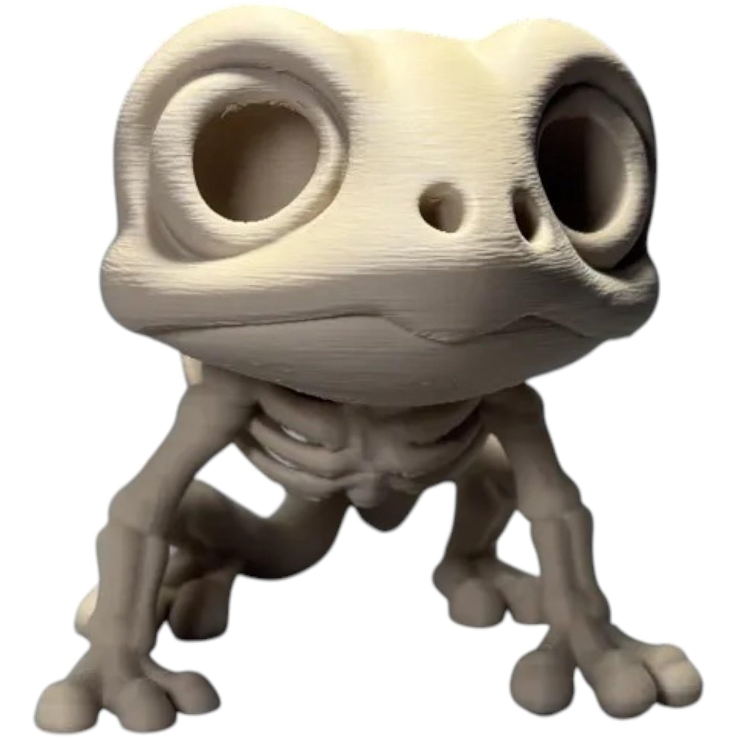 Chibi Skeleton Frog Figurine – Cute Creepy Undead Amphibian Collectible for Shelf Display or Gothic Décor – 3D Printed in Canada