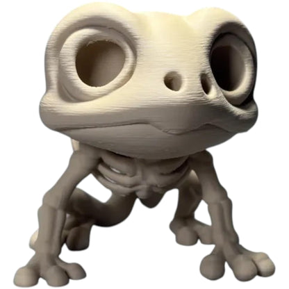 Chibi Skeleton Frog Figurine – Cute Creepy Undead Amphibian Collectible for Shelf Display or Gothic Décor – 3D Printed in Canada