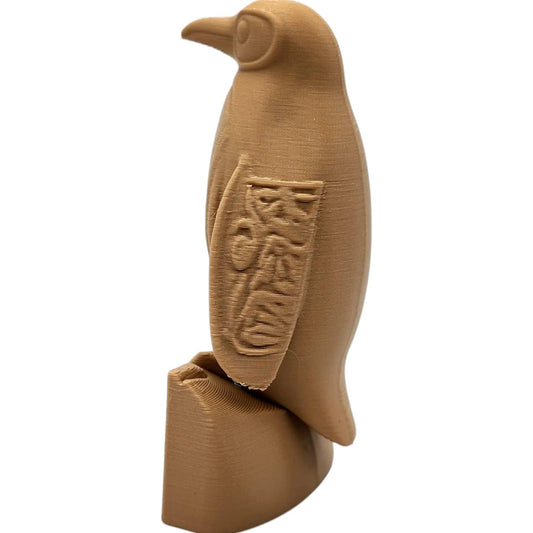 Minimalist Penguin Figurine – Zen-Inspired Decorative Penguin Sculpture with Etched Design – 3D Printed in Canada