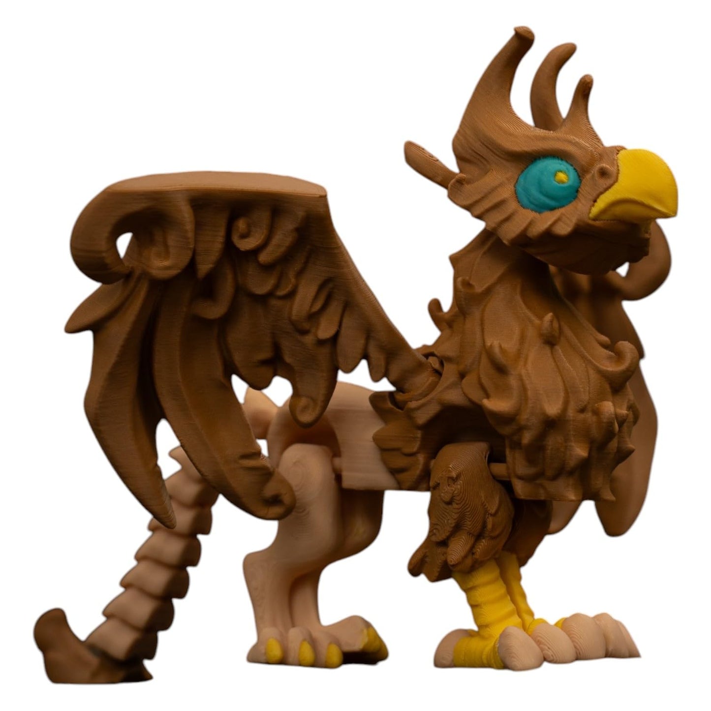 Twisty Griffin Figurine – Articulated Mythical Creature with Poseable Wings & Tail, Fantasy Griffin Collectible Model for Desk or Display – 3D Printed in Canada