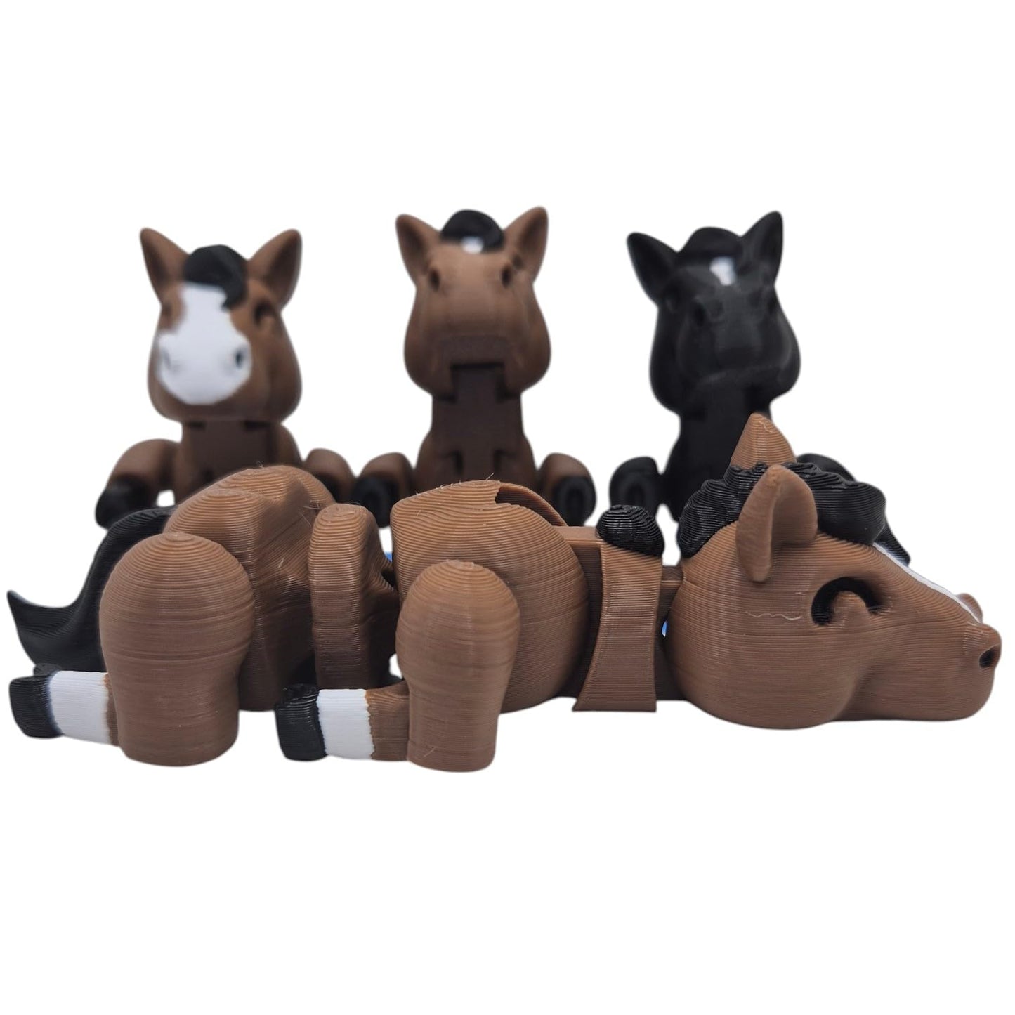 Lazy Horse Pack of 2 – Articulated Fidget Horse Figurines for Desk Toys, Stress Relief, and DIY Painting Fun – 3D Printed in Canada