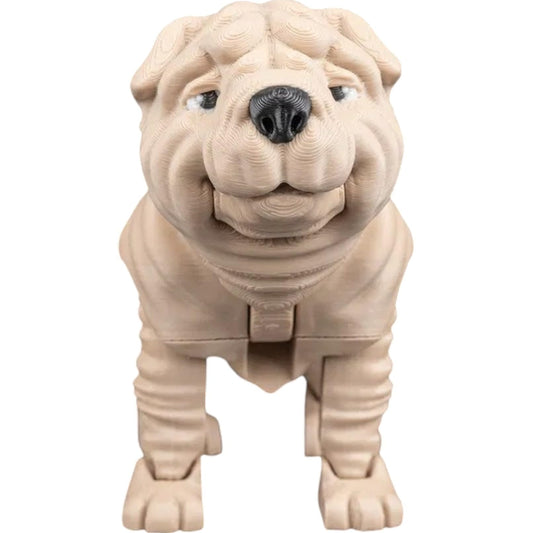 Louis The Shar Pei Dog Figurine – Articulated, Poseable Shar-Pei Statue for Desk or Shelf – Wrinkly Puppy Fidget Collectible for Dog Lovers – 3D Printed in Canada