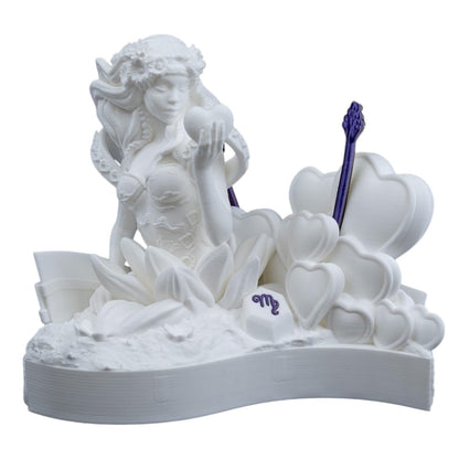 Virgo Zodiac Goddess Figurine with Heart Motif – Astrology Collectible Decor for Teens & Adults – 3D Printed in Canada
