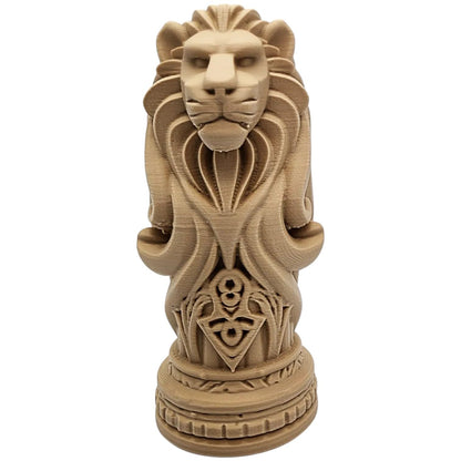 Lion Totem Pole – Regal Lion Bust Sculpture with Spiral Tribal Base – 3D Printed in Canada