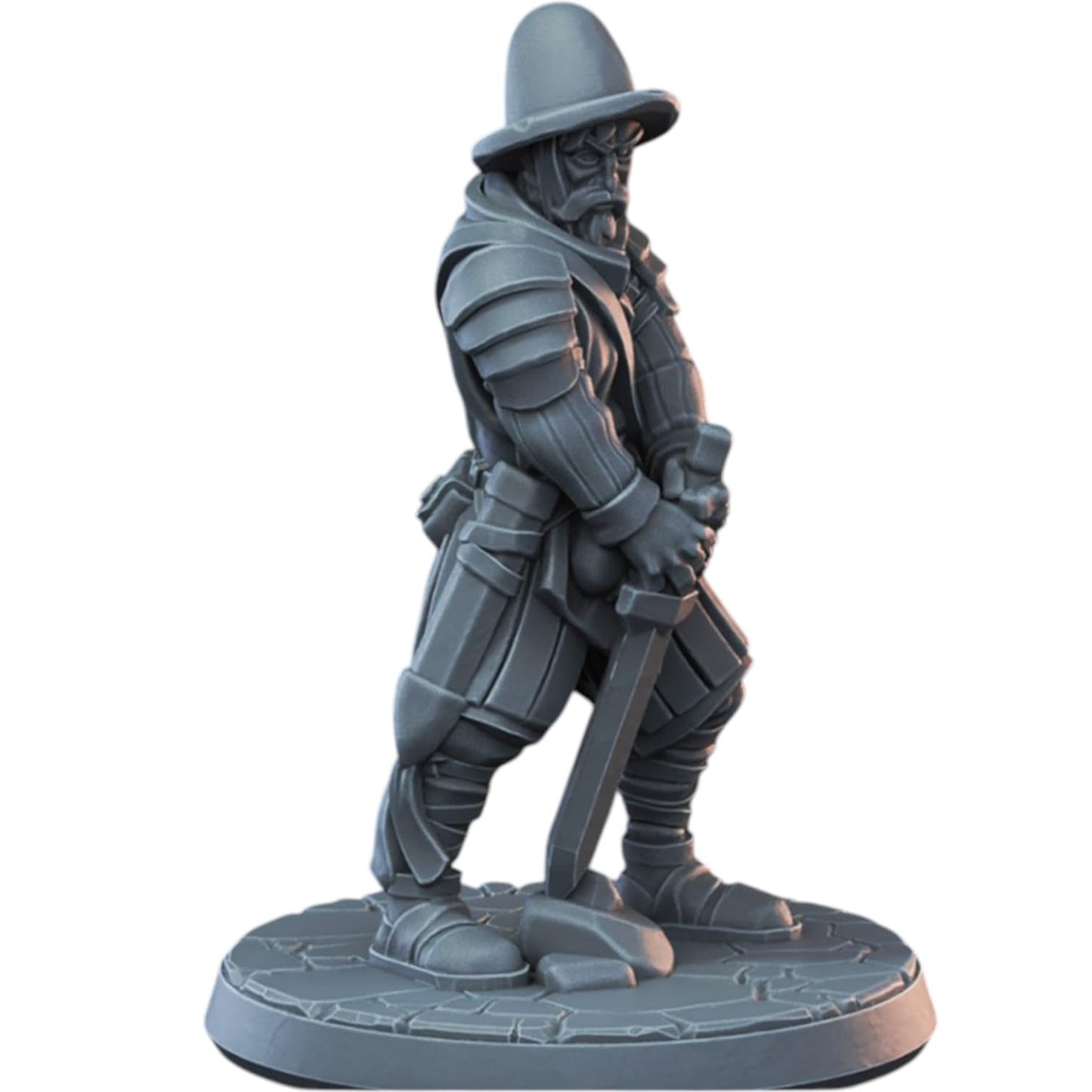 Armored Guard Fantasy Miniature Figurine for Tabletop RPG, and Wargaming – Medieval Soldier Character with Sword – 3D Printed in Canada