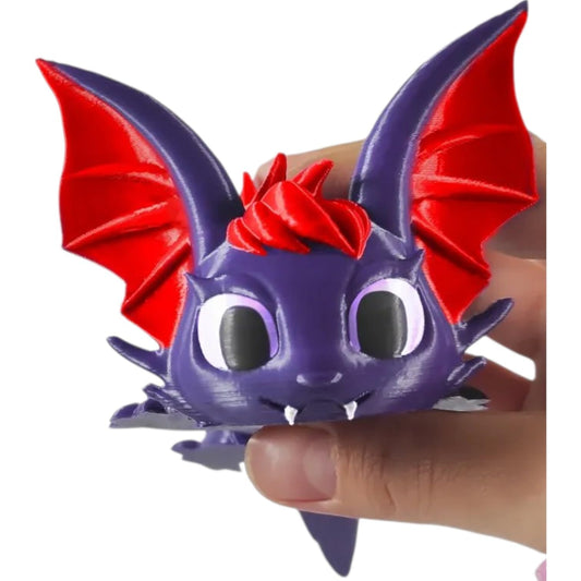 Cute Baby Bat Dragon Figurine with Articulated Body – Fantasy-Inspired Collectible Figure – 3D Printed in Canada