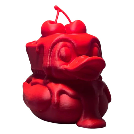 Cherry Cheesecake Duck Figurine – Dessert-Inspired Collectible Duck with Cherries and Dripping Detail – 3D Printed in Canada