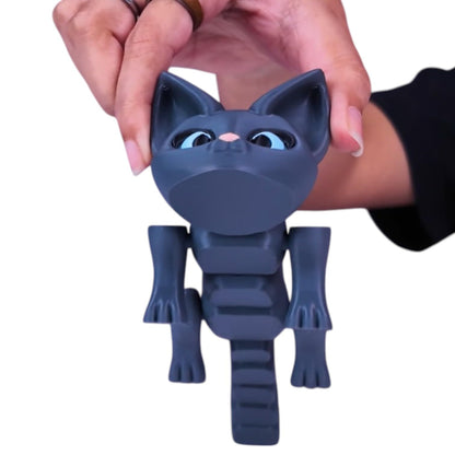 Stretching Cat Fidget Toy – Articulated Kitty Figure with Wiggly Tail for Desk, Shelf or Stress Relief – Flexible Collectible for Teens and Adults – 3D Printed in Canada
