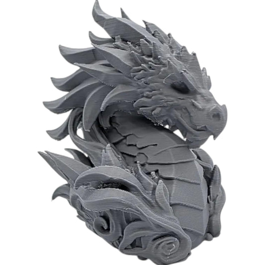 Stone Elder Dragon Bust – Regal Mythical Sculpture with Flowing Spines & Ancient Scale Armor – Fantasy Display Piece for Shelf or Desk – 3D Printed in Canada