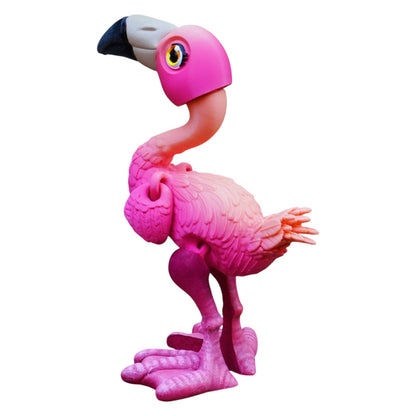 Articulated Flamingo Bird Figurine – Poseable 3D Printed Tropical Animal Model – Print-in-Place Pink Bird Sculpture for Desk or Shelf Display – 3D Printed in Canada