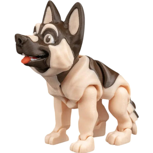 Jerry The German Shepherd Articulated Figurine – Poseable Dog Fidget Collectible for Desk or Shelf Display – 3D Printed in Canada