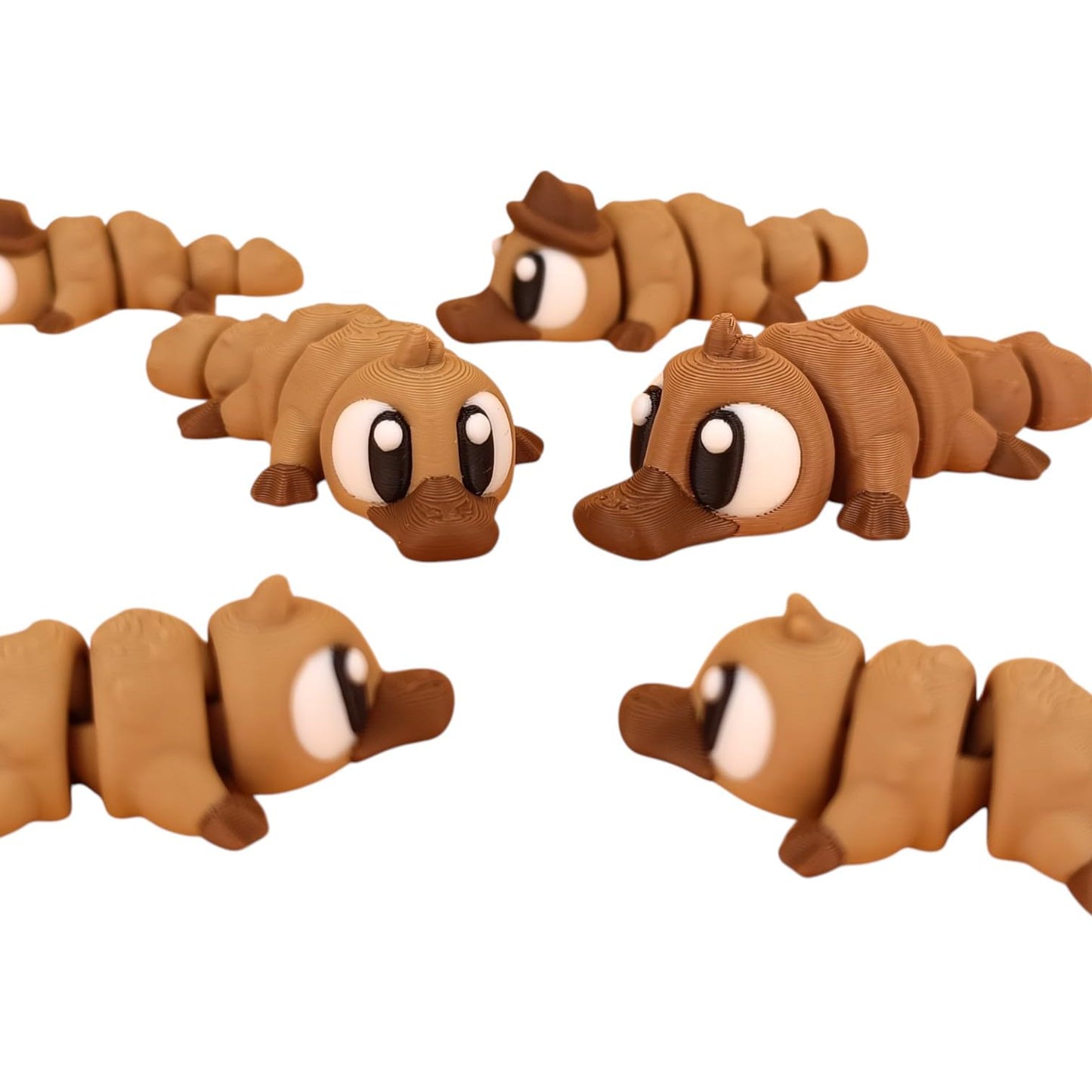 5-Pack Mini Baby Platypus Figurines – Articulated Desk Pet River Creatures, Collectible Pocket Platypuses, Fidget Toys for Teens & Adults – 2 Inch Poseable Figures – 3D Printed in Canada