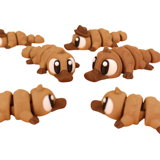 5-Pack Mini Baby Platypus Figurines – Articulated Desk Pet River Creatures, Collectible Pocket Platypuses, Fidget Toys for Teens & Adults – 2 Inch Poseable Figures – 3D Printed in Canada