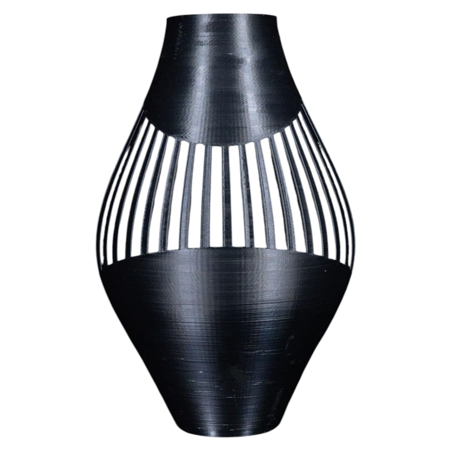 Modern Spiral Ribbed Vase for Home Decor – Sleek Black Geometric Flower Holder – Contemporary Decorative Centerpiece for Table, Shelf, or Office – 3D Printed in Canada
