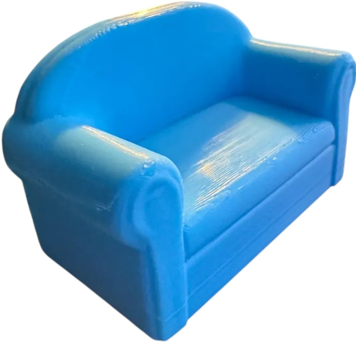 Mini Leather-Style Couch – Classic Dollhouse Sofa or Diorama Prop – 3D Printed in Canada