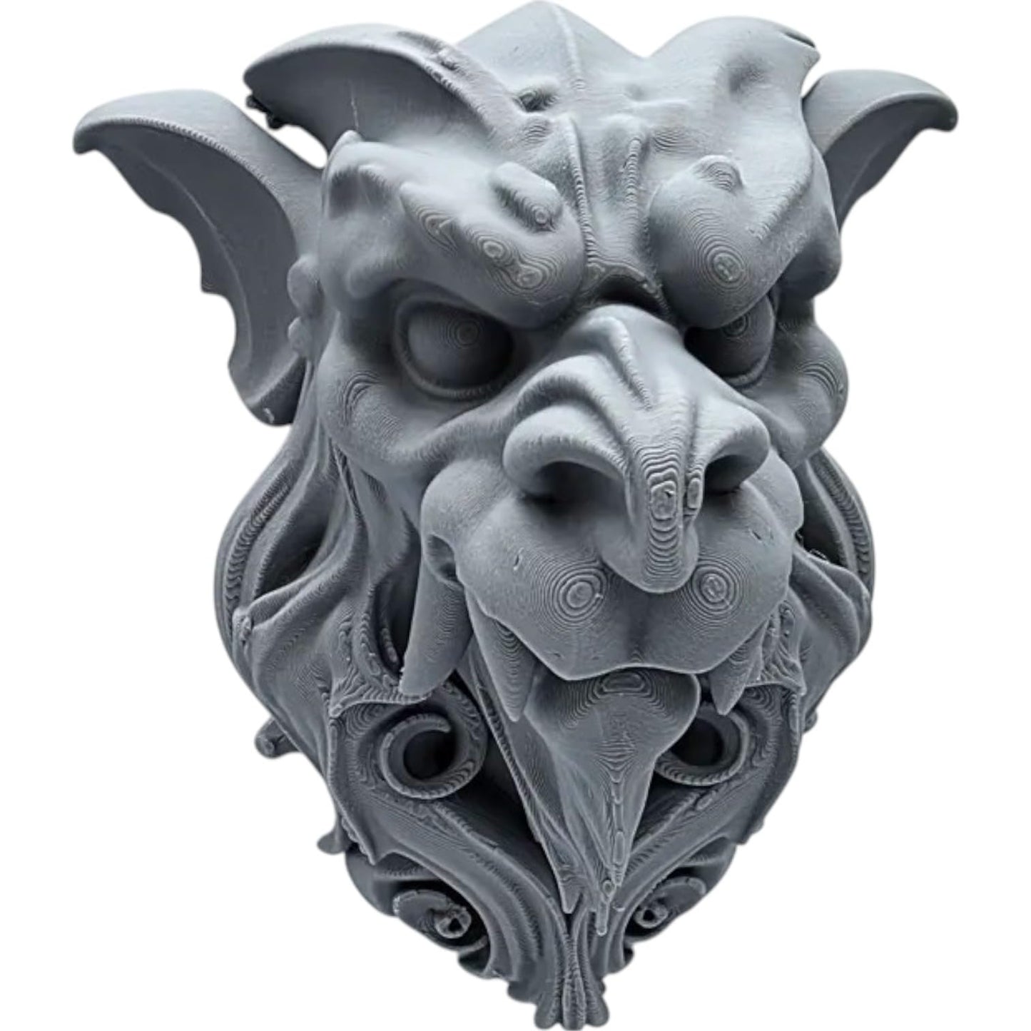 Gothic Gargoyle Wall Sculpture – Fierce Medieval Stone Guardian Face for Home or Garden Décor – Indoor/Outdoor Gothic Wall Art Accent – 3D Printed in Canada