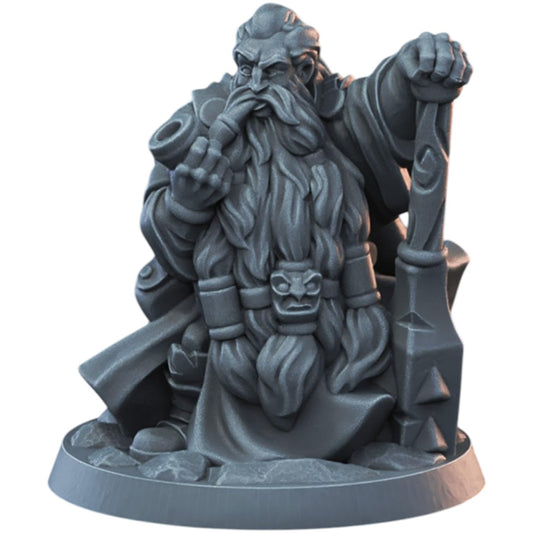 Dwarf Male Miniature with Pipe & Hammer for Fantasy Tabletop RPGs – 32mm Resin Model for Painting & Roleplaying – 3D Printed in Canada
