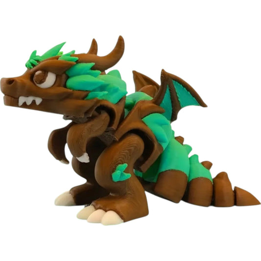 Articulated Gaiarex Dragon Figure – Earthy Fantasy Collectible Toy for Teens & Adults – 3D Printed in Canada