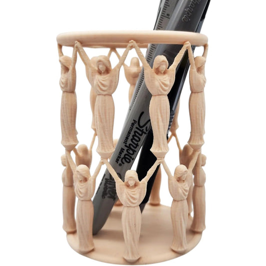 Goddess Pencil Cup – Wiccan Desk Organizer with Circle of Standing Figures for Pens, Brushes, and Tools – 3D Printed in Canada