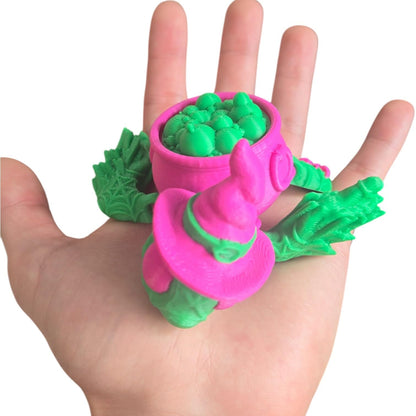 Witch Turtle Halloween Candy Holder – Articulated Witch Turtle Figurine with Cauldron Bowl – Cute Spooky Shelf Decor or Gift for Turtle Lovers – 3D Printed in Canada