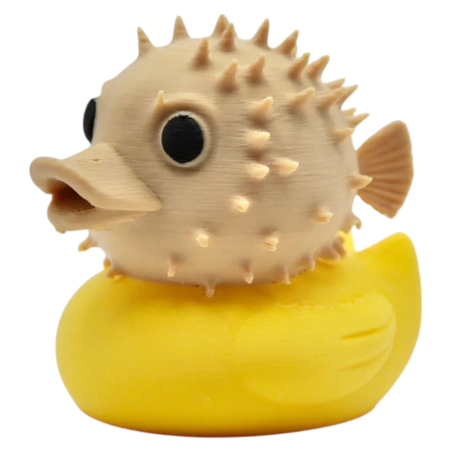 Puffer Fish Duck Figurine – Quirky Collectible Sculpture with Spikes and Duck Base for Desk or Shelf Décor – Funny Conversation Starter for Teens & Adults – 3D Printed in Canada