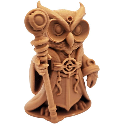 The Warlock Owl Figurine – Arcane Owl Wizard with Staff & Robes – Owls & Dragons Collection – Paintable Fantasy Miniature – 3D Printed in Canada