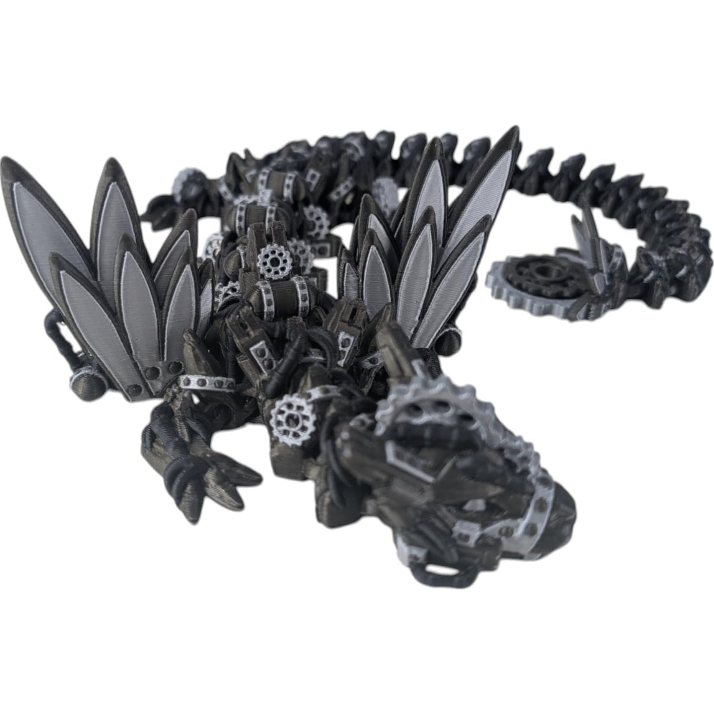 Steampunk Themed Winged Articulating Dragon – Premium Collectible for Teens and Adults – Stress Relief Desk Figurine – 3D Printed in Canada