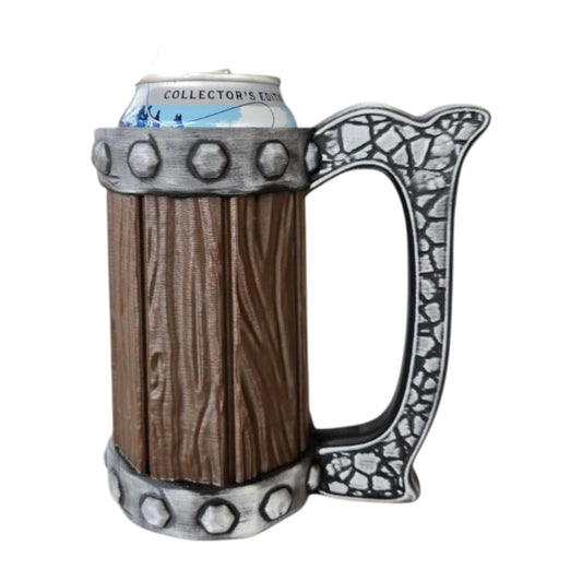 Tavern Stein Can Holder with Stone Inlaid Handle – Medieval Fantasy Tankard Sleeve for 12oz Cans – 3D Printed in Canada