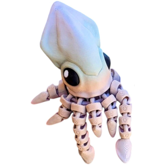 Tiny Squid Figurine – Cute Articulated Squid with Poseable Tentacles – Ocean Creature Collectible & Desk Décor – for Teens & Adults – 3D Printed in Canada